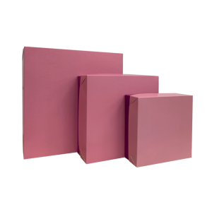 Caixa Rosa Quadrada Simples - Kit c/ 10 un Papel Duplex 300gr / 350gr Tamanhos P, M e G 4x0   Kit c/ 10 unidades