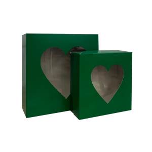 Caixa Verde Quadrada Com Visor - Kit c/ 10 un Papel Duplex 300gr Tamanhos P e M 4x0  Visor BOPP 050 Kit c/ 10 unidades